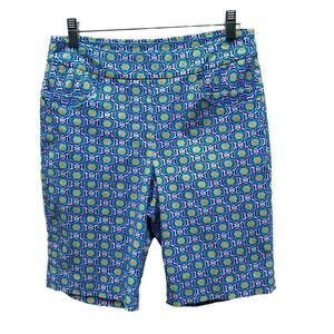 EP PRO Golf Shorts Women’s Medium Bermuda Blue Yellow White Floral Performance